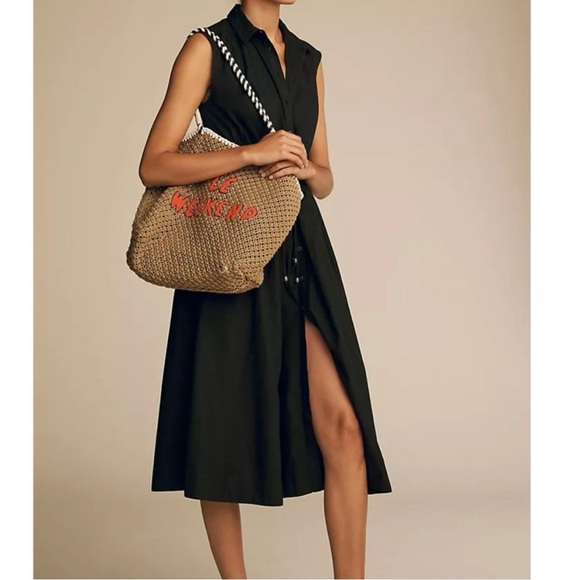 NWT Maeve Anthropologie Women’s Sleeveless Button Front Shirt Dress Black XXS - Picture 2 of 13